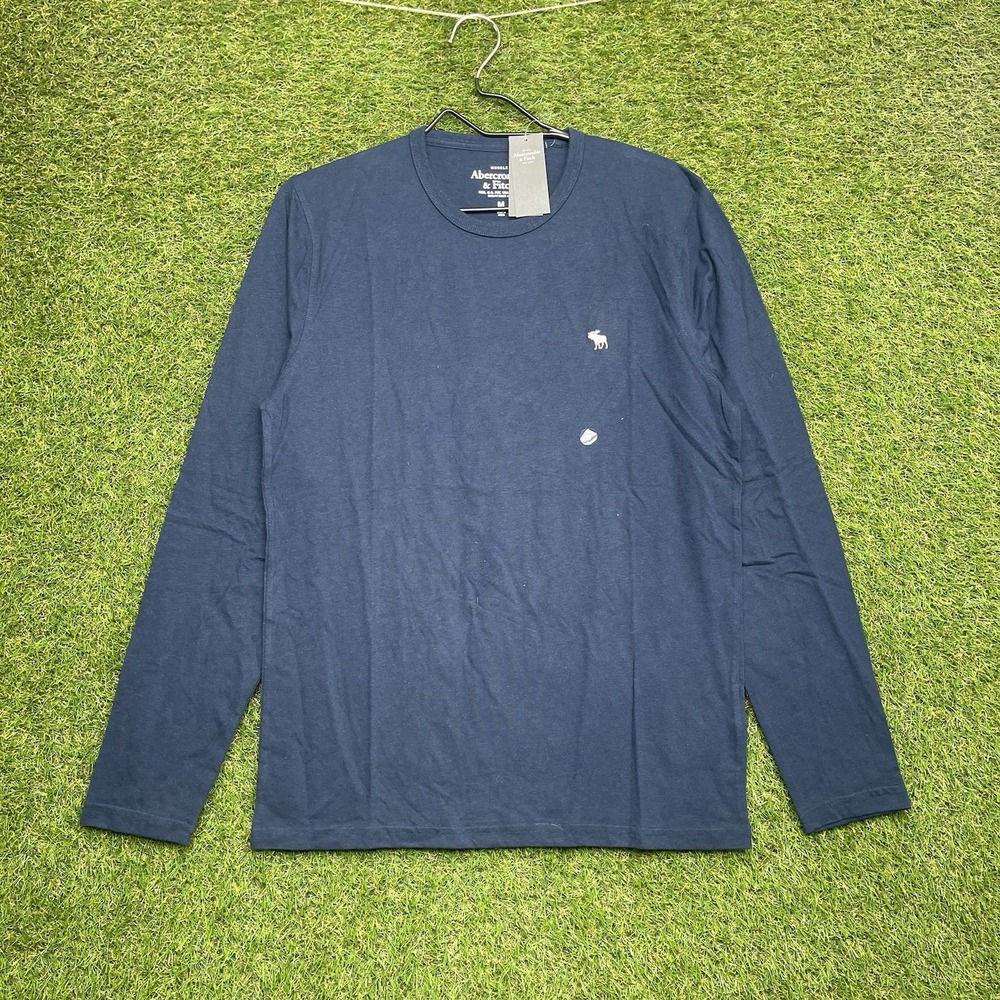 Abercrombie Fitch Shirt Mens Medium Long Sleeve Crew Neck Tee Muscle Blue NWT